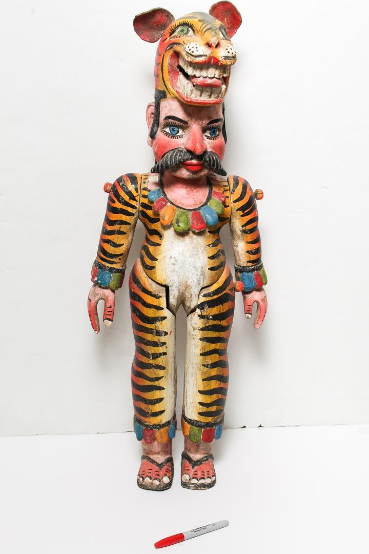 Mexican Alebrije, Folk Art Carved Wood Tiger Man (1 of 3)