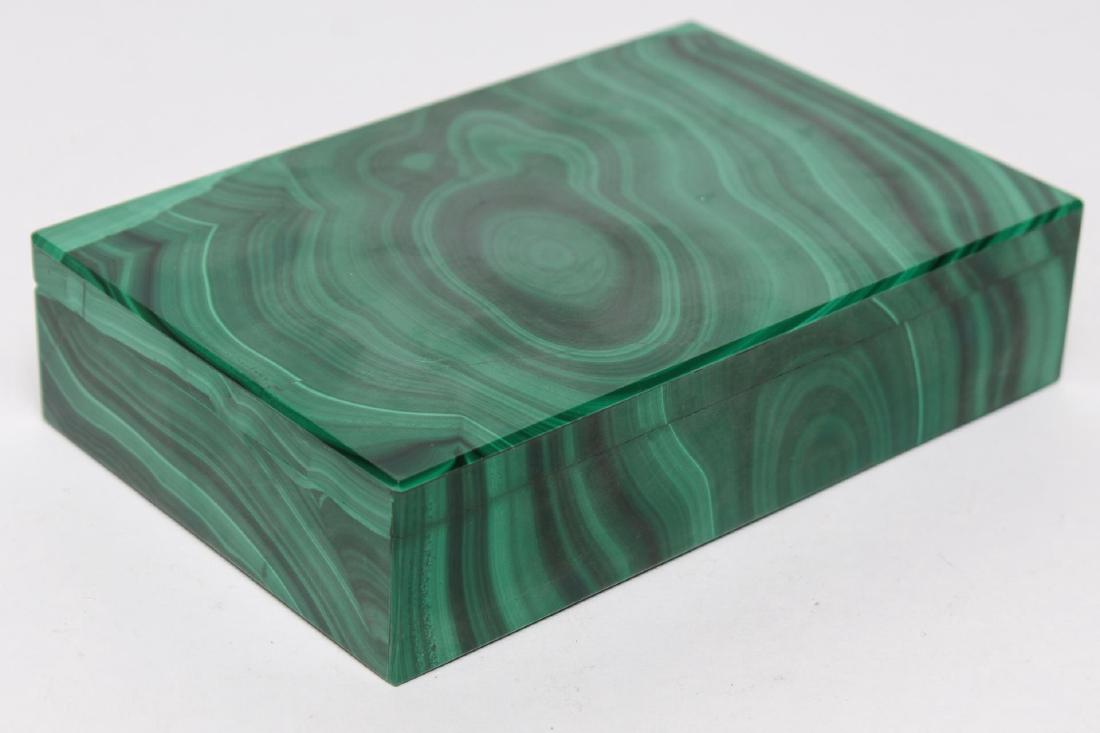 Italian Slab Malachite Trinket Box, Vintage (1 of 4)