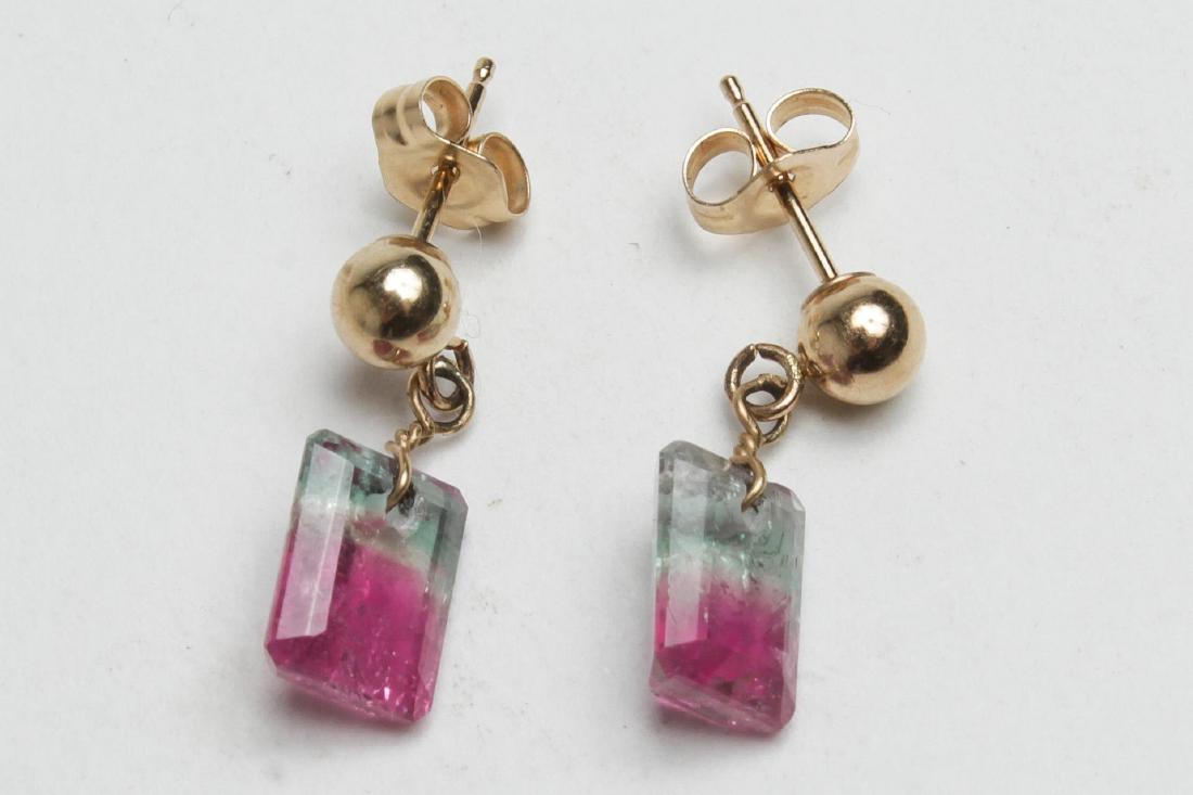 Watermelon Tourmaline Earrings, 14K Gold Settings (1 of 2)