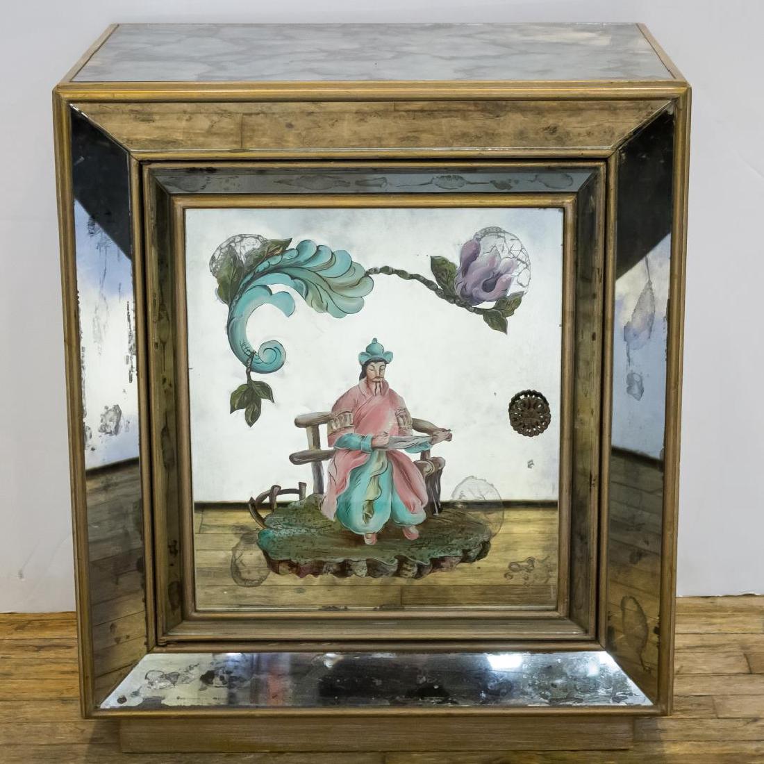 Hollywood Regency Chinoiserie Mirrored Cabinet (1 of 5)