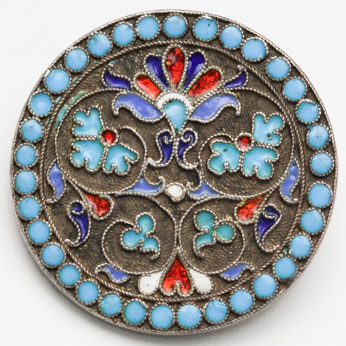 Russian Cloisonne Enameled Silver Brooch (1 of 3)