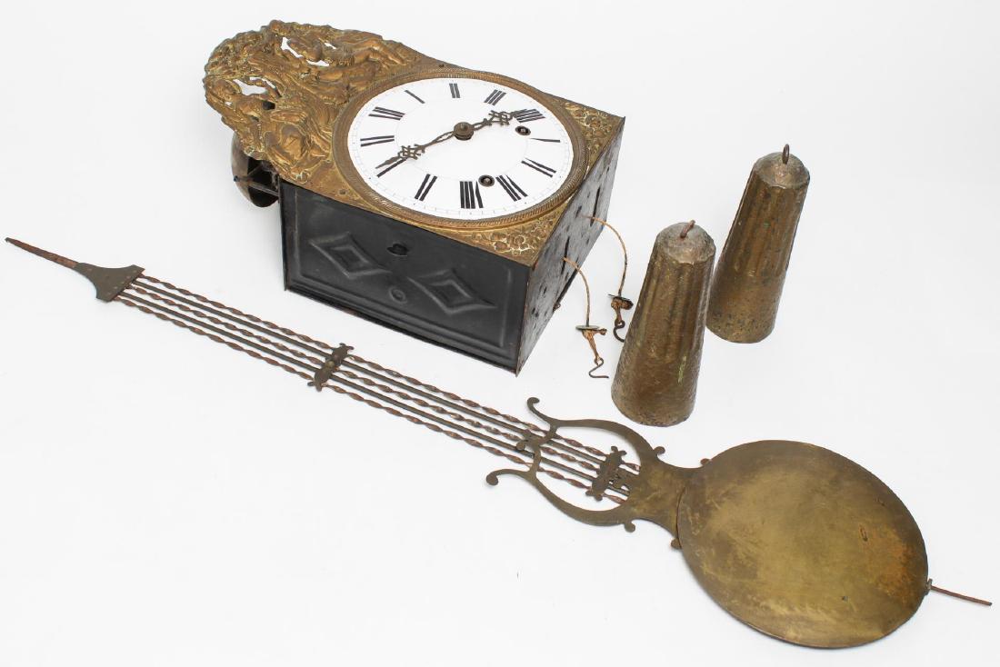 Continental Wag-On Wall Clock, Stamped Gilt Brass (1 of 5)