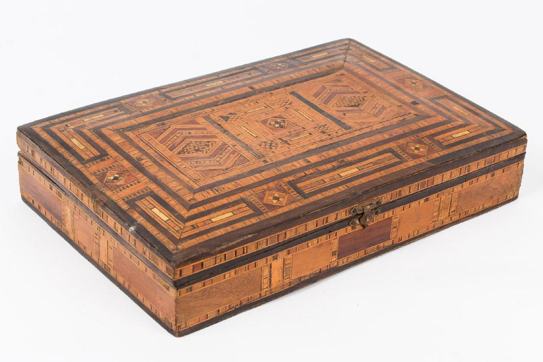 Syrian Parquetry Box, Inlaid Wood, Hinged (1 of 5)