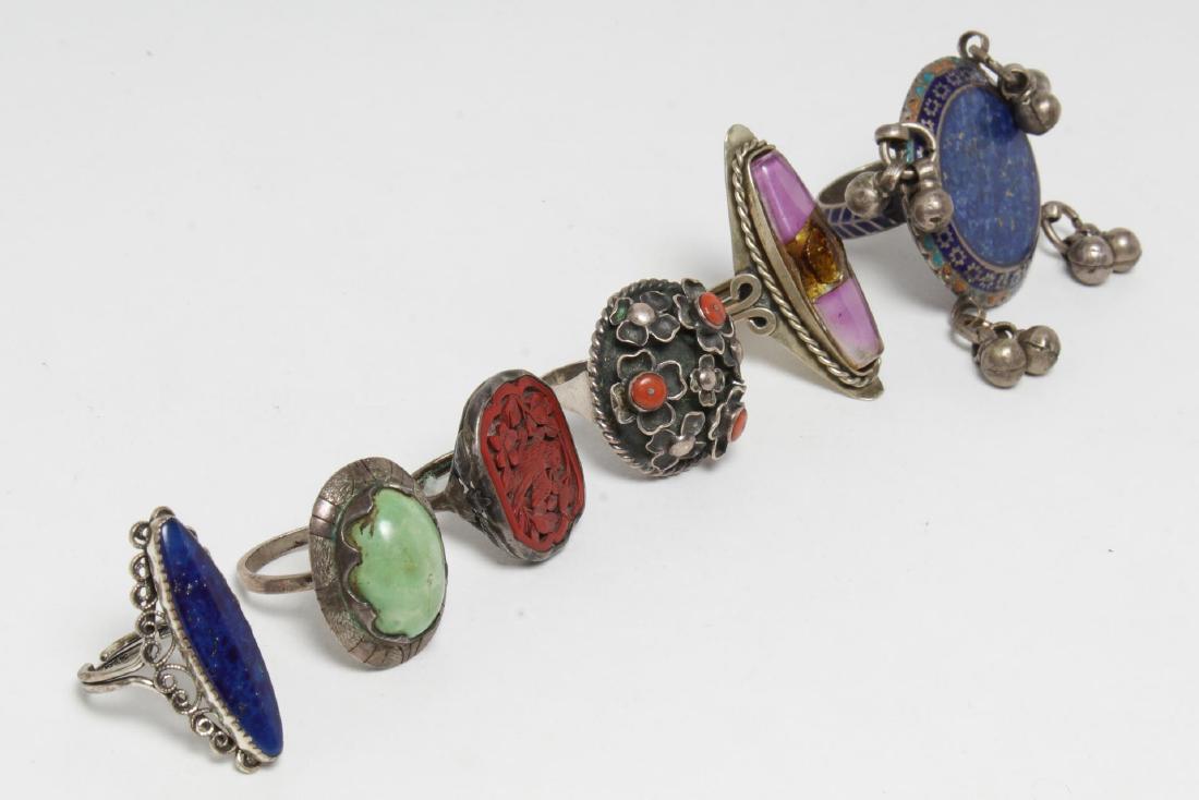 Silver & Stone-Set Rings inc. Lapis, 6 Pieces (1 of 7)