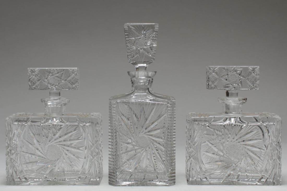 Vintage Crystal Decanters, Pinwheel-Cut, 3 Pcs (1 of 7)