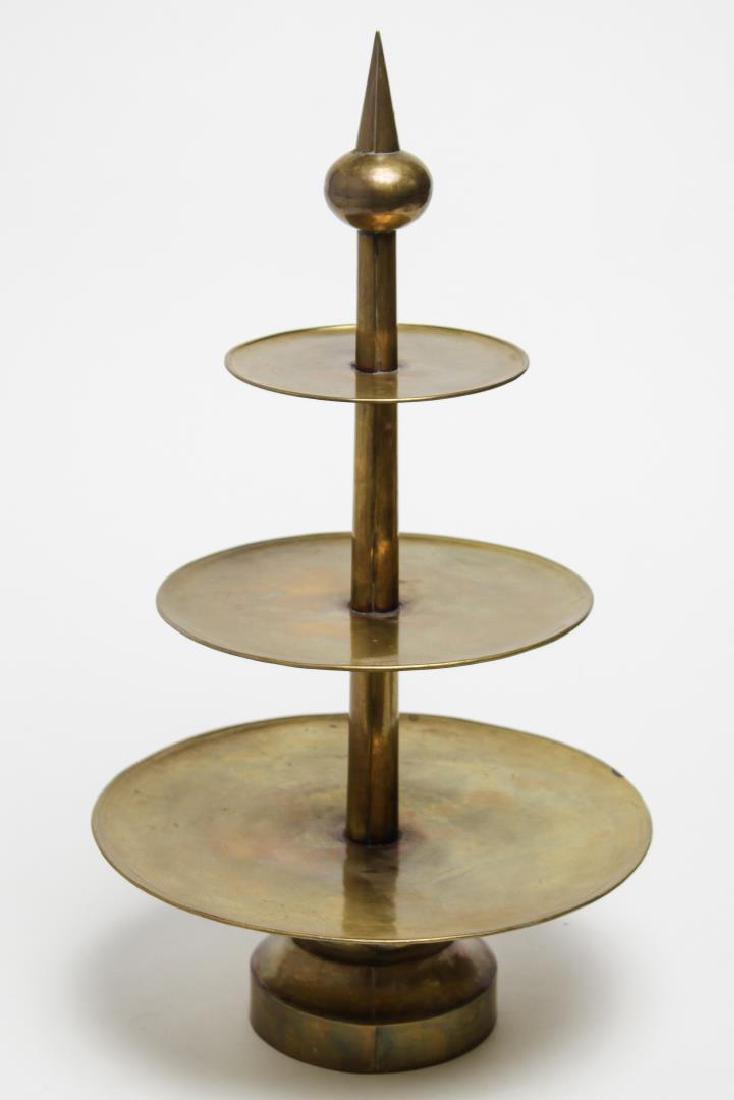 Mid-Century Modern Brass Serving Stand, Hand-Made (1 of 4)