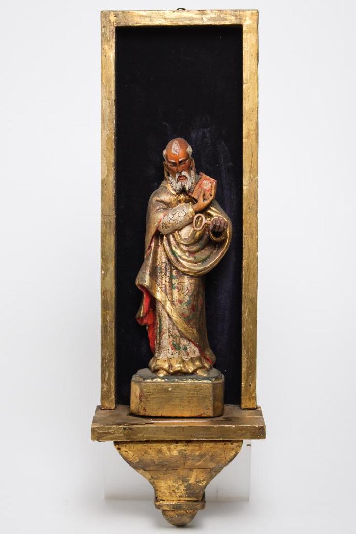 Mexican Folk Art "St. Peter" Wood Sculpture (1 of 6)
