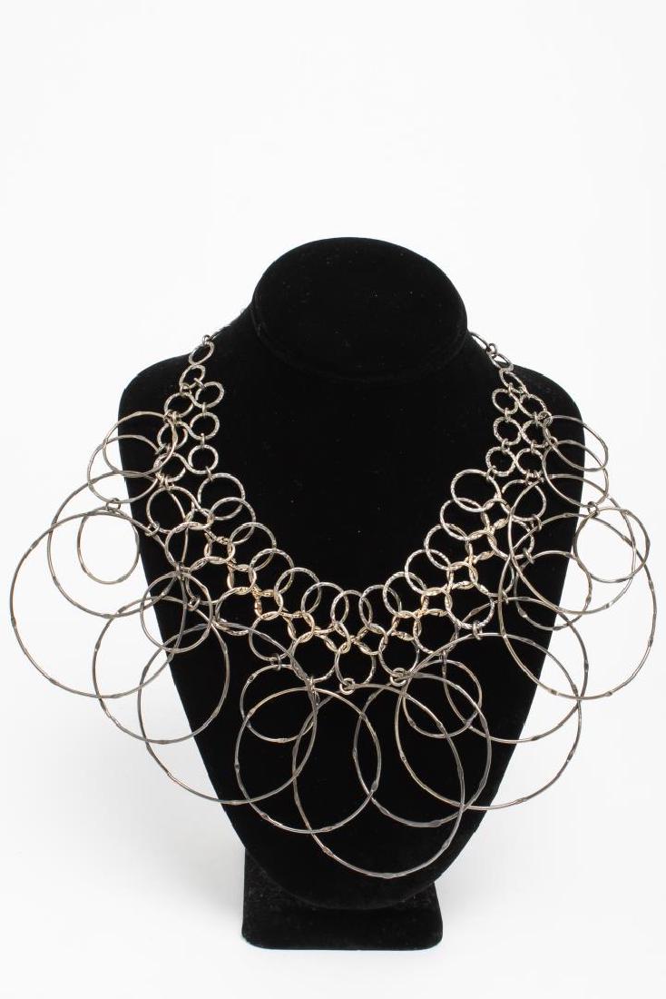 Mid-Century Modern Hammered Silver Links Necklace (1 of 4)