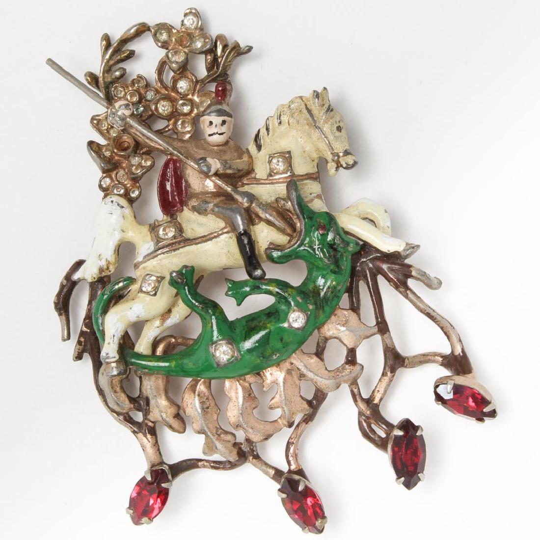 Baroque-Manner Enamel Pin, St. George & the Dragon (1 of 4)
