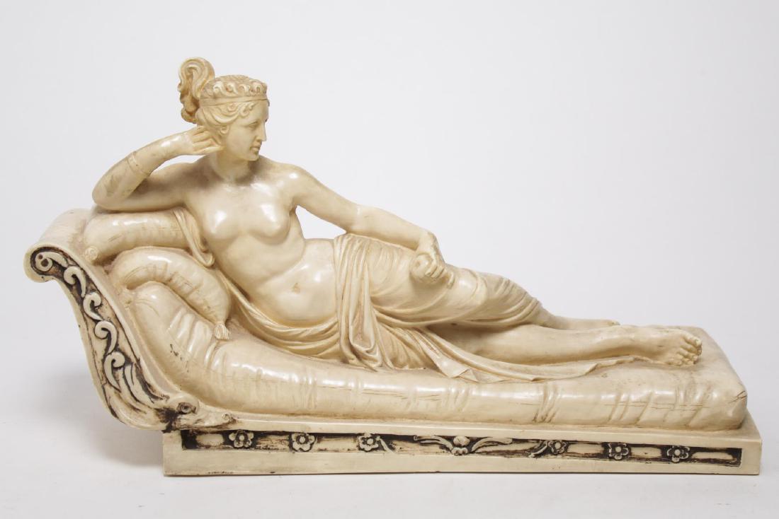 After Antonio Canova (Italian, 1757-1822)- Venus: After Antonio Canova, cast and painted vintage "Venus Victrix" tabletop sculpture, after the 1805-1808 Neoclassical marble portrait of Princess Pauline Bonaparte, now in the Borghese Gallery; possibly