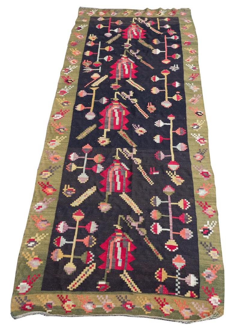 Kilim Hallway Runner Rug, 4 '3" X 10' 7" (1 of 6)