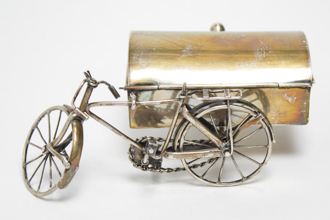 Mexican Silver Bicycle-Form Trinket Box, Vintage (1 of 8)