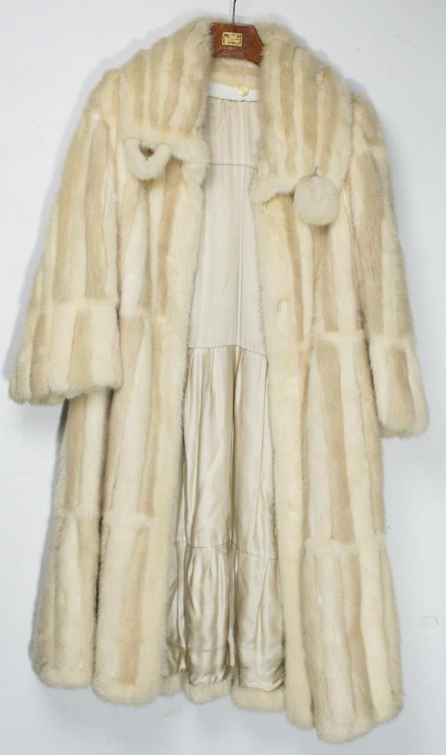 Vintage Mink Fur Coat, White- & Cream-Striped (1 of 5)