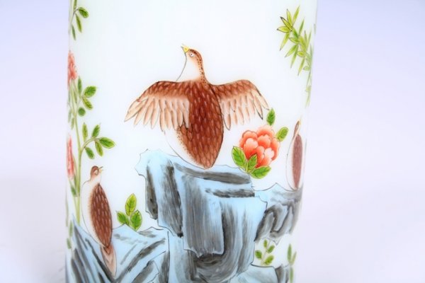 19th C Chinese Peking Glass Brush Pot - 2