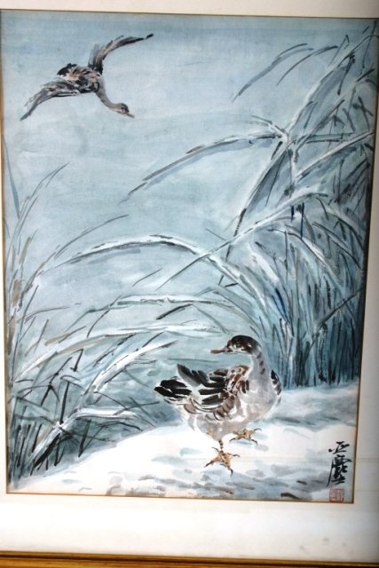 Pair 20th C Handpainted Framed Chinese Paintings - 5