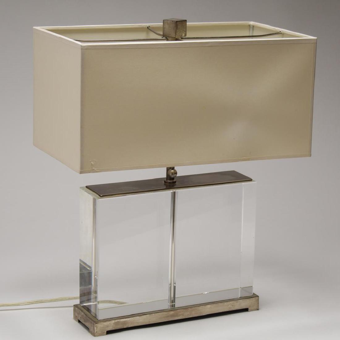 Mid-Century Table Lamp, Colorless Glass Block (1 of 5)