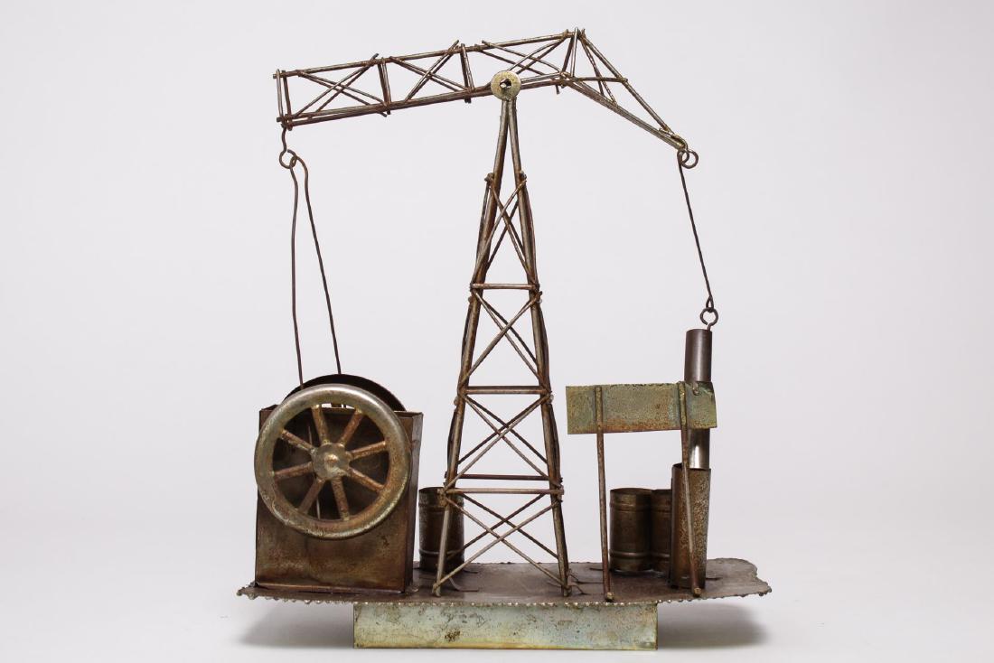 Oil Derrick Music Box in Sheet Metal, Vintage (1 of 7)