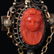 Coral Cameo Earrings, Antique in Ornate 14K Gold - 4