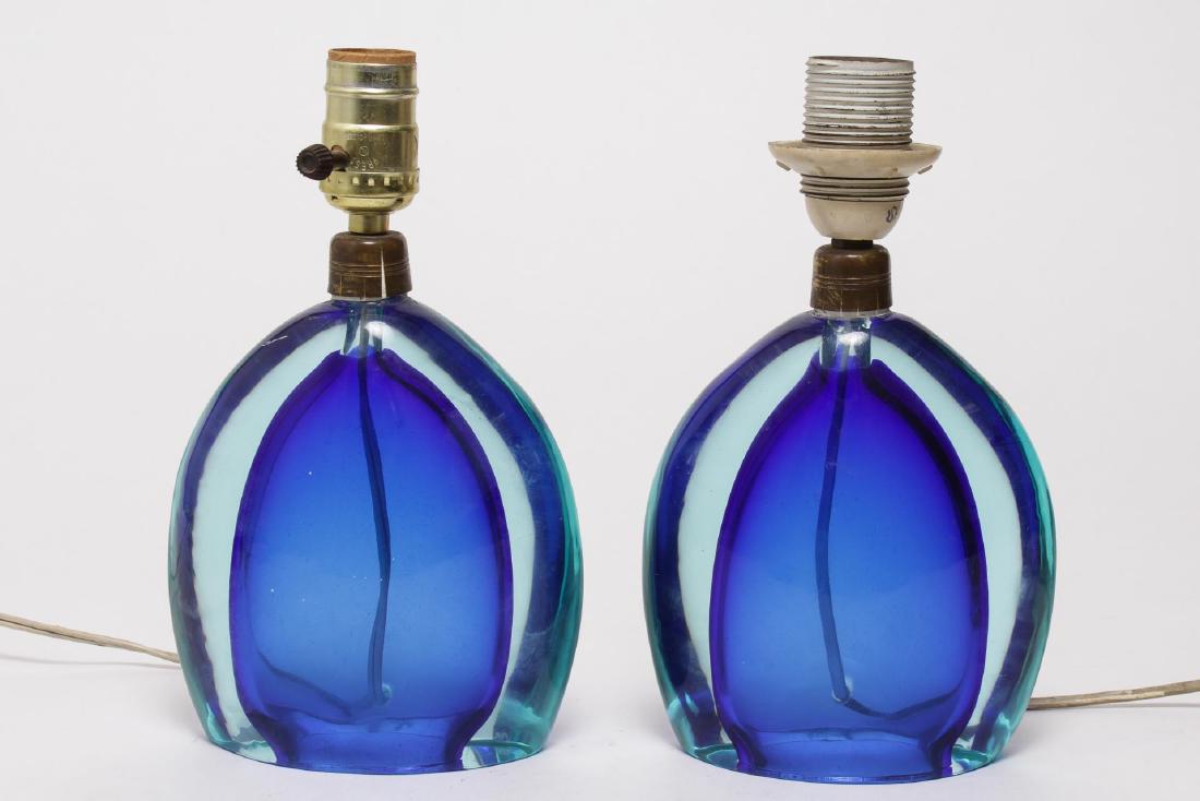 Venetian Murano Glass Lamps, Sommerso Cobalt Pair (1 of 3)