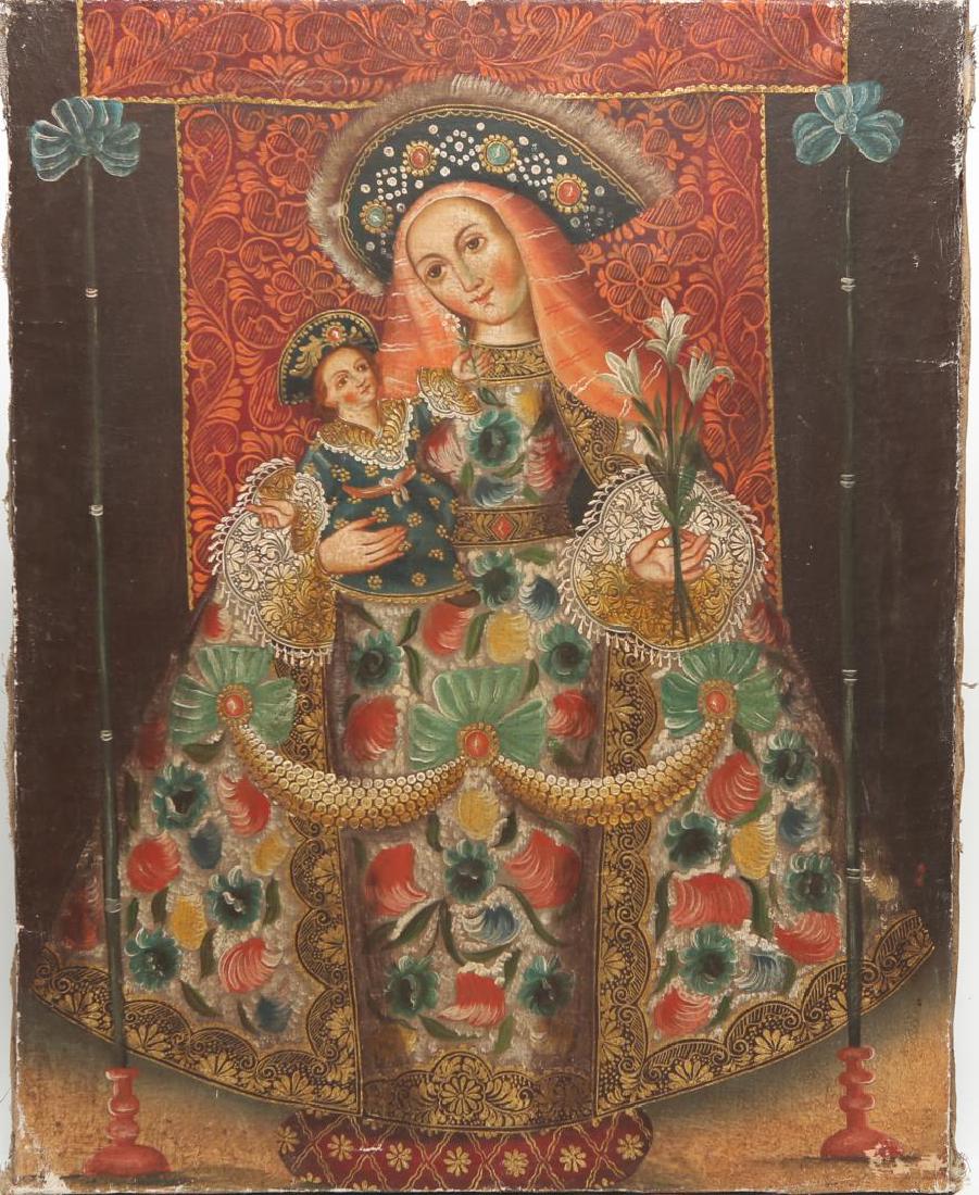 Spanish Colonial South American Santo Oil Painting (1 of 3)