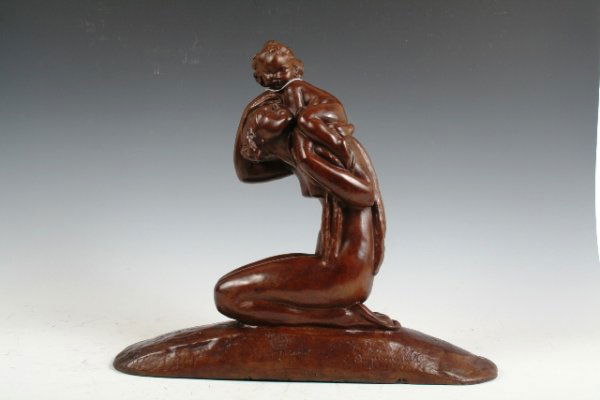 19th C Amadeo Gennarelli Bronze Mother & Child: 19th C Amadeo Gennarelli Bronze Mother & Child Limited Edition 10/10 with Foundry MarkPossibly repatinatedSigned 19 x 16 x 5