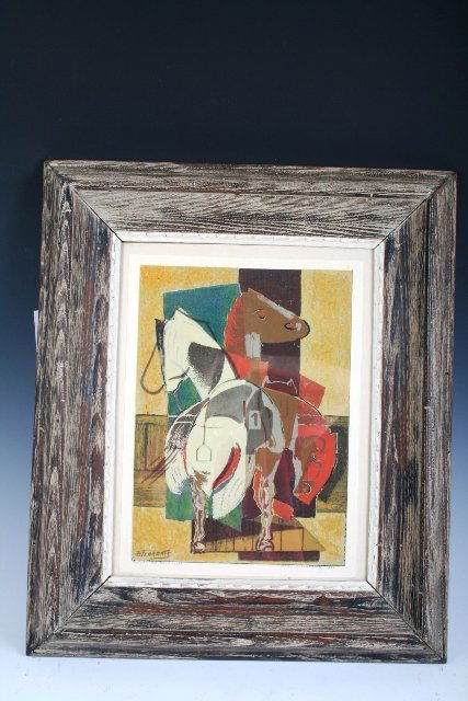Mario de Ferrante Before the Race' Lithograph 1953: Mario de Ferrante "Before the Race" Abstract LithographSigned, dated and inscribed "50 ed" 20" x 24"
