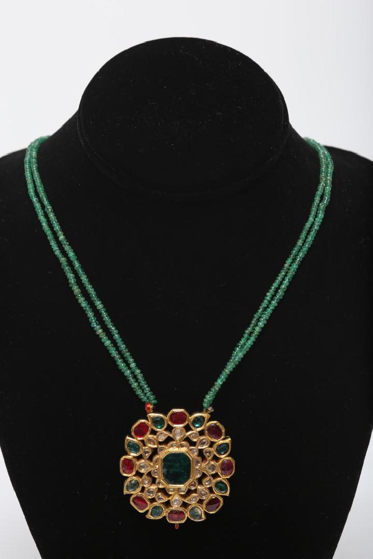 Indian Gold Pendant with Diamonds & Gems, Enameled (1 of 4)