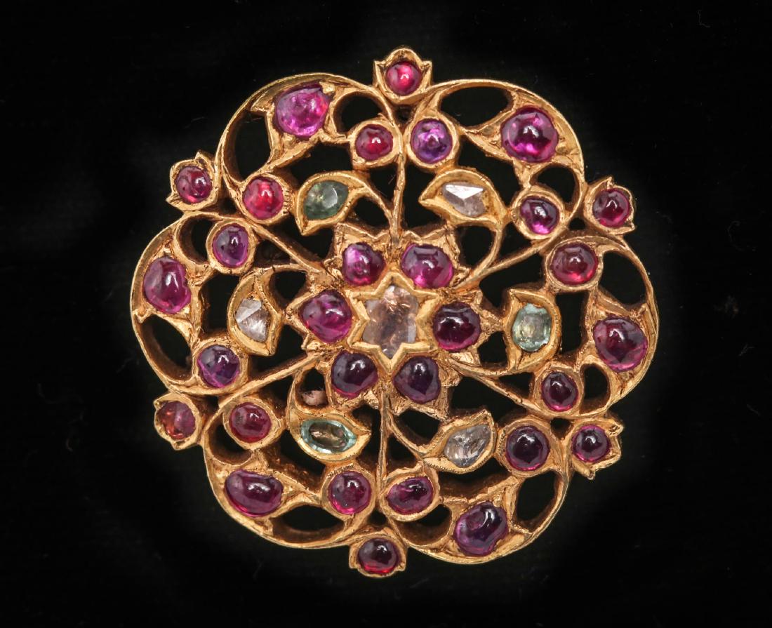 Indian Gold Pendant with Diamond, Ruby, & Emerald (1 of 3)