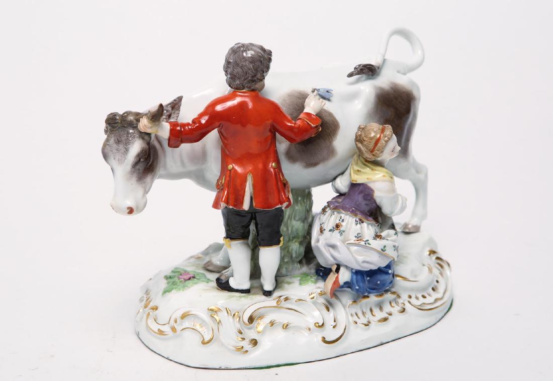 Meissen Porcelain Group- Cow, Milkmaid & Suitor (1 of 9)