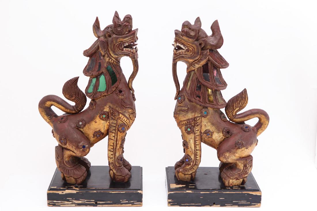 Thai Temple Guardian Lions, Gilt & Mirrored Wood (1 of 19)