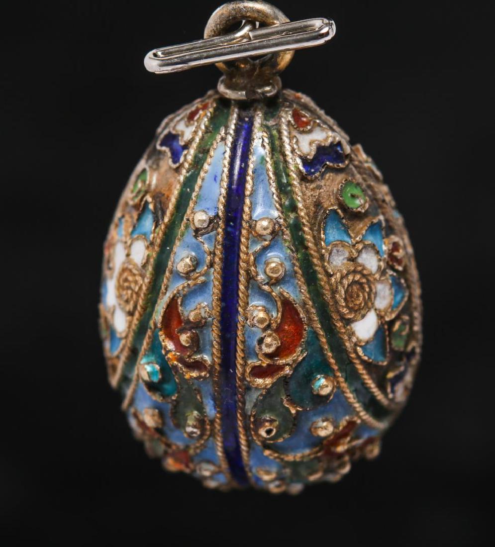 Russian Enameled Silver Egg Pendant, After Faberge (1 of 4)