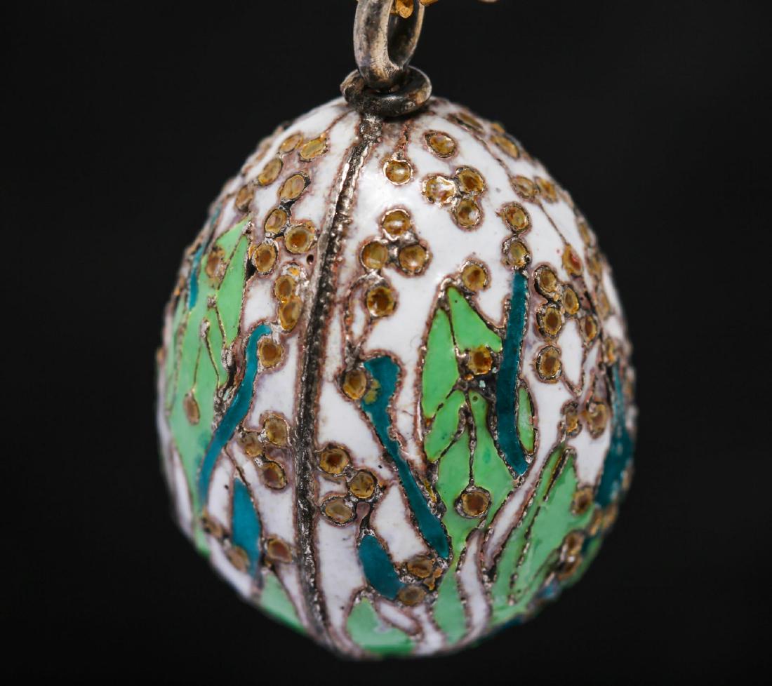 Russian Enameled Silver Egg Pendant, After Faberge (1 of 4)