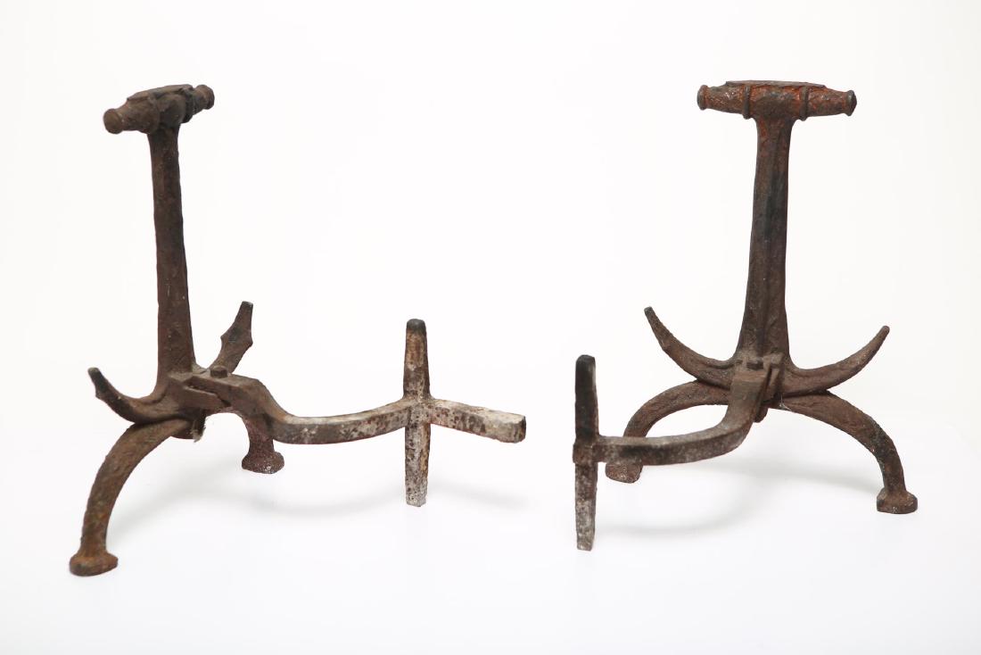 Anchor-Form Andirons, Cast Iron Naval-Themed (1 of 3)