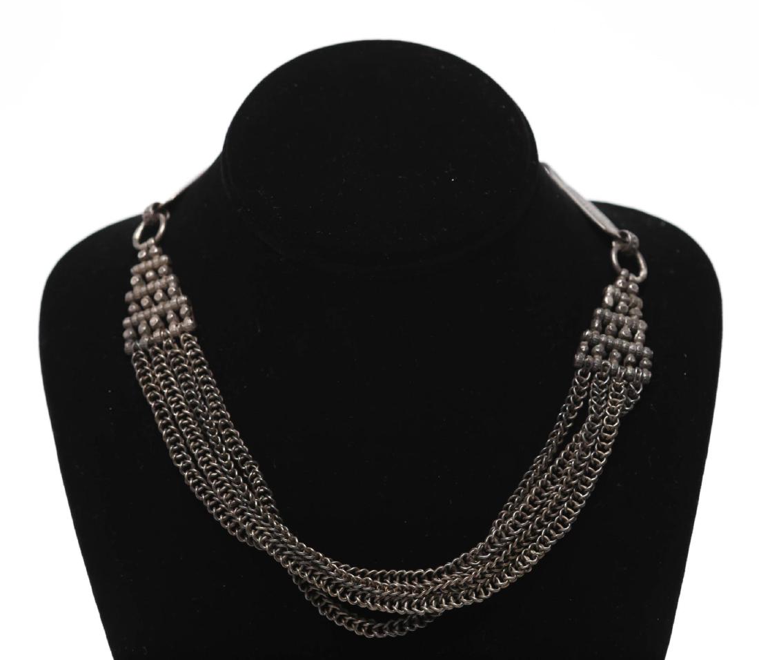 Middle Eastern Silver Necklace, 4-Chain Choker (1 of 10)