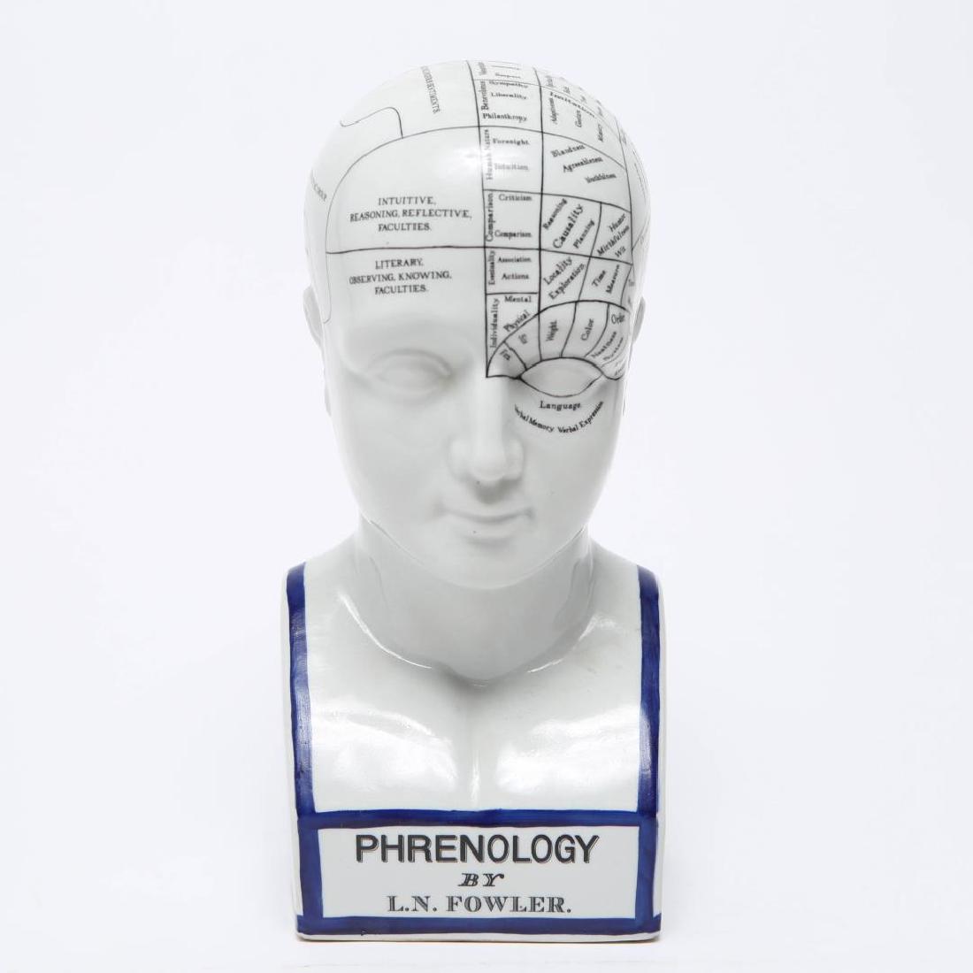 Victorian English-Manner Phrenology Head, Pottery (1 of 10)