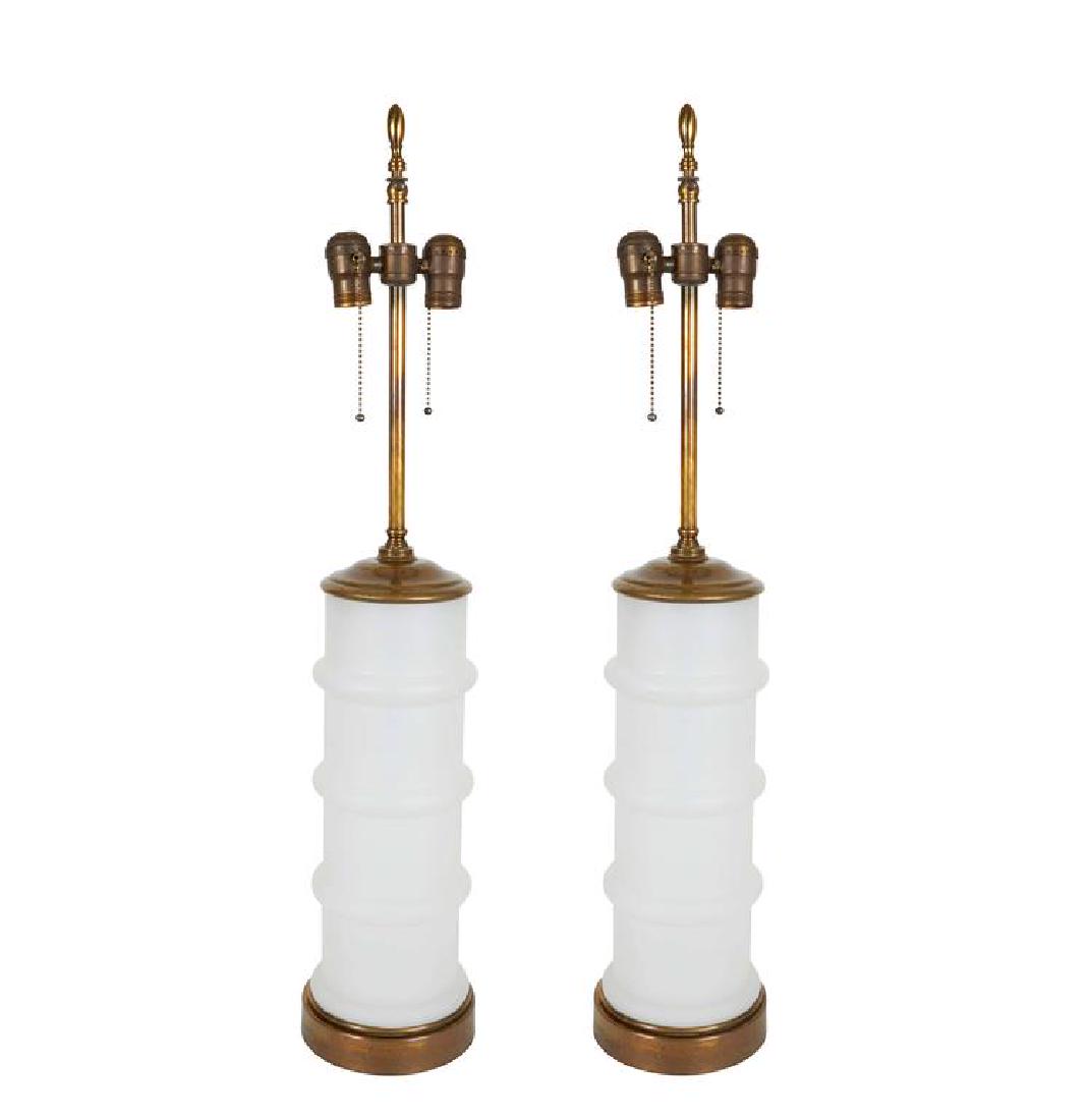 Modernist Milk Glass Table Lamps, Pair (1 of 6)