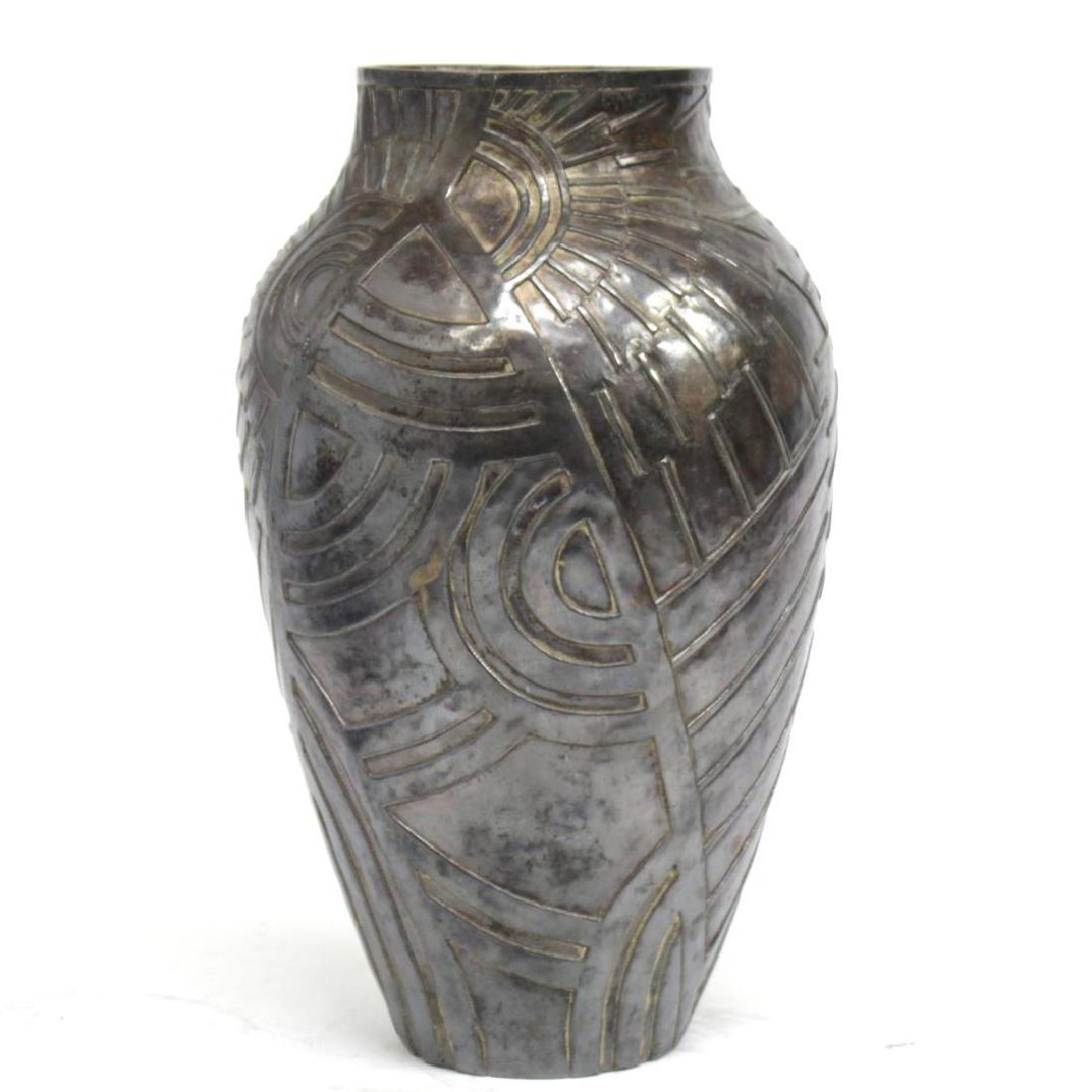 Robert Kuo Art Deco-Manner Bronze Vase (1 of 7)
