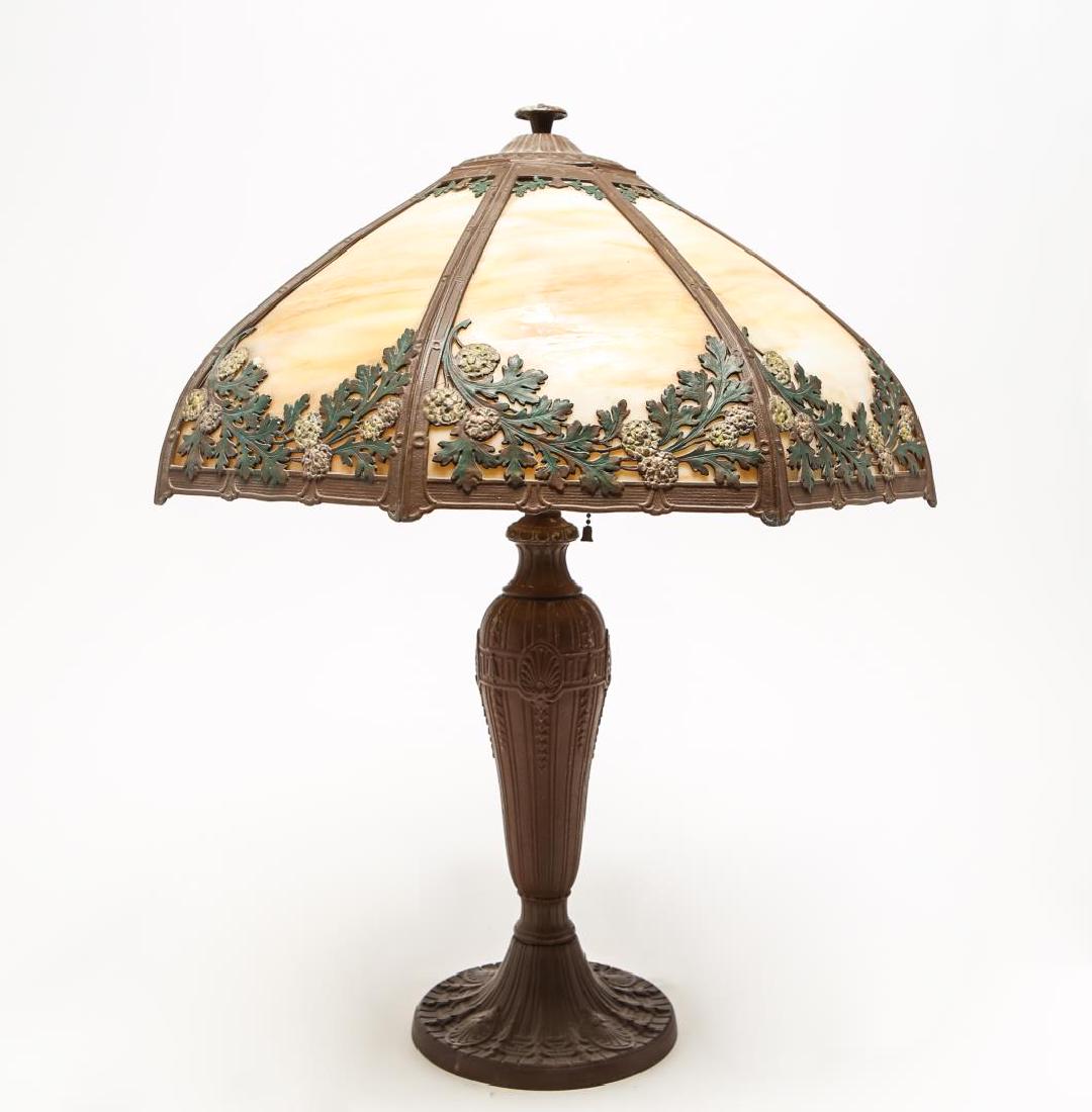 A & R Co. Slag Glass & Bronzed Metal Table Lamp (1 of 6)