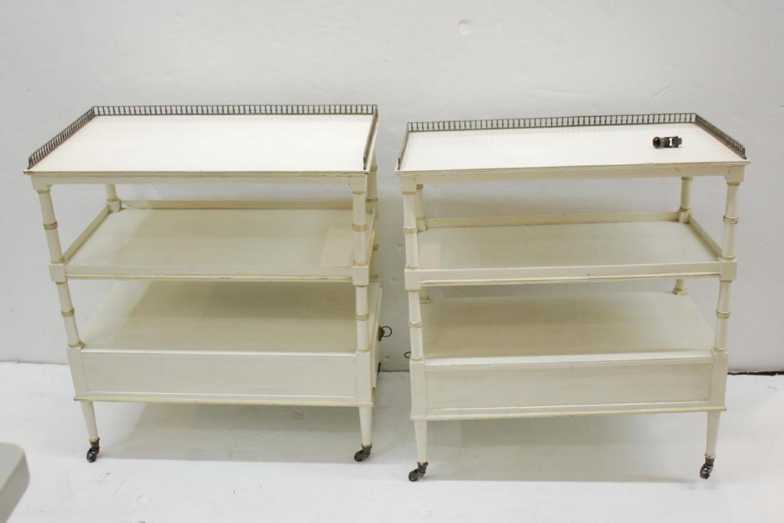 Tiered Side Tables, White & Gold-Painted Wood Pair (1 of 11)