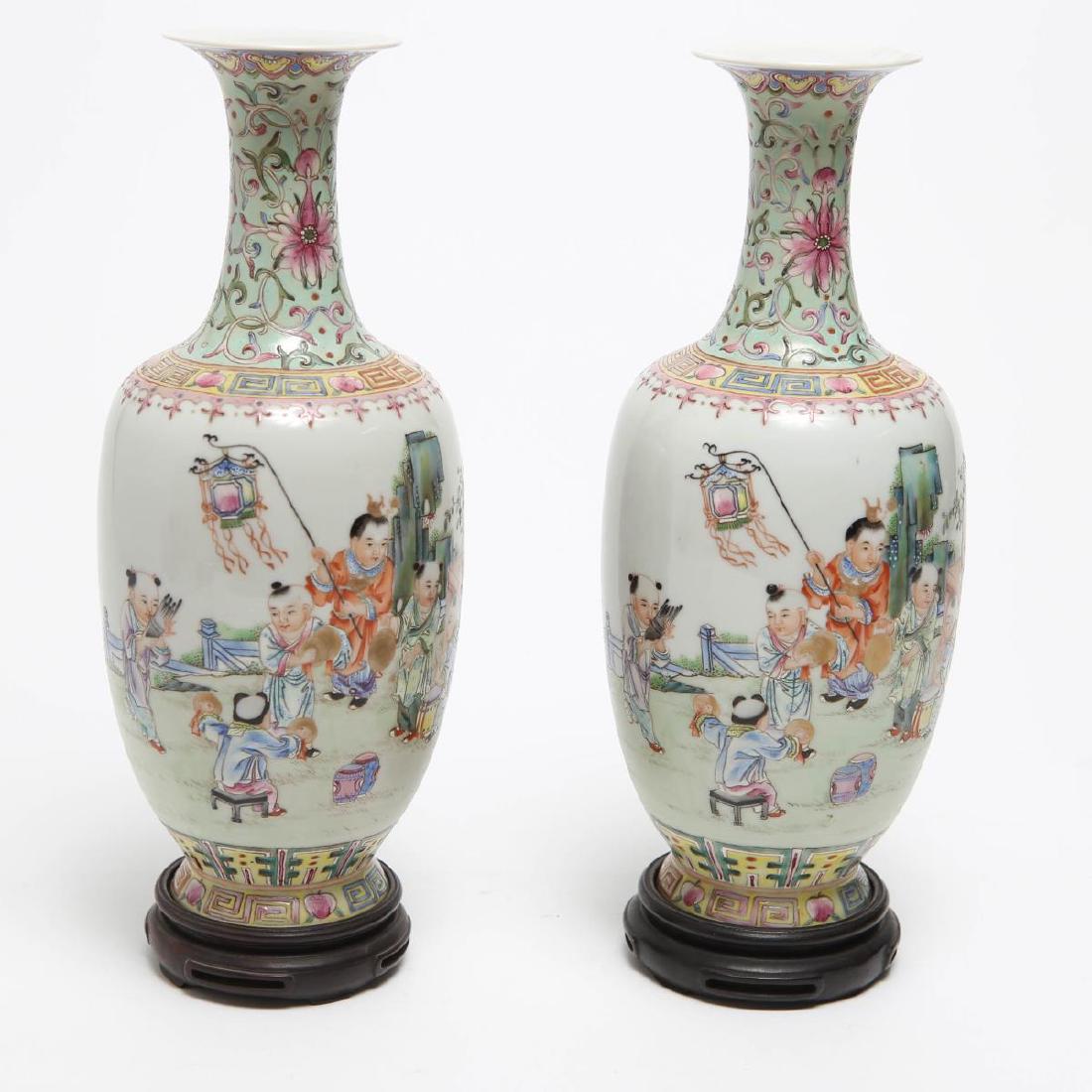 Chinese Famille Rose Export Porcelain Vases, Pair (1 of 8)