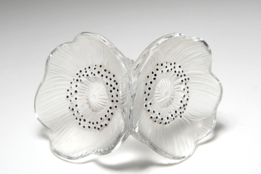 Lalique Glass Paperweight "Double Anemone" Flowers (1 of 3)