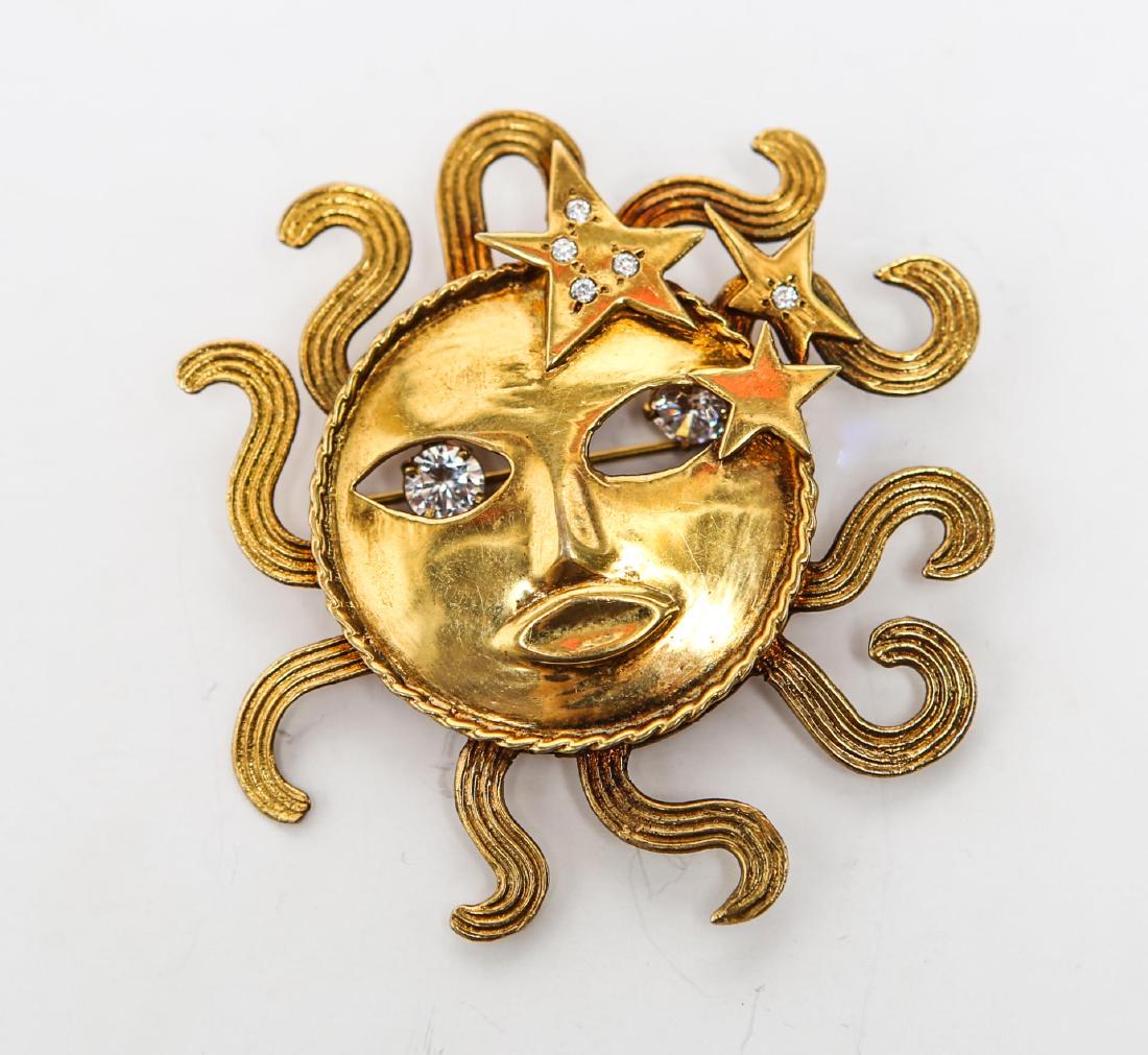 After Joseff of Hollywood- Gilt Silver Sun Brooch (1 of 2)