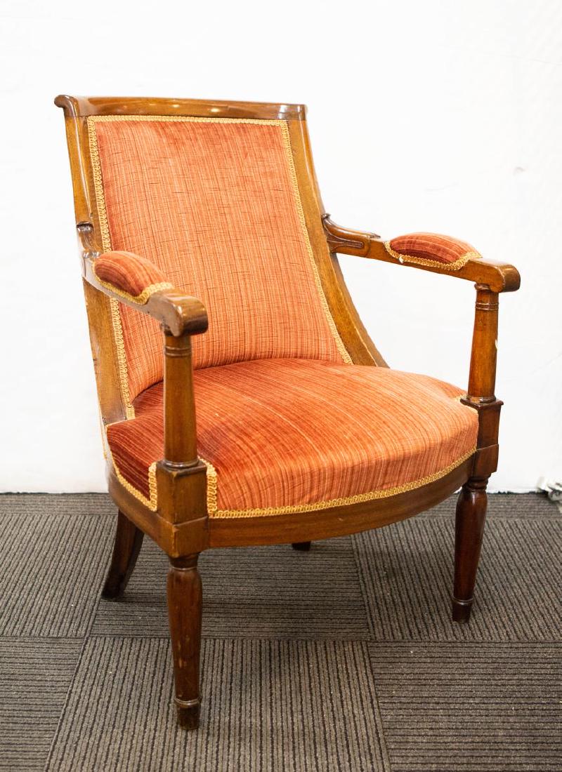 Empire Carved Fruitwood & Velvet Armchair (1 of 7)