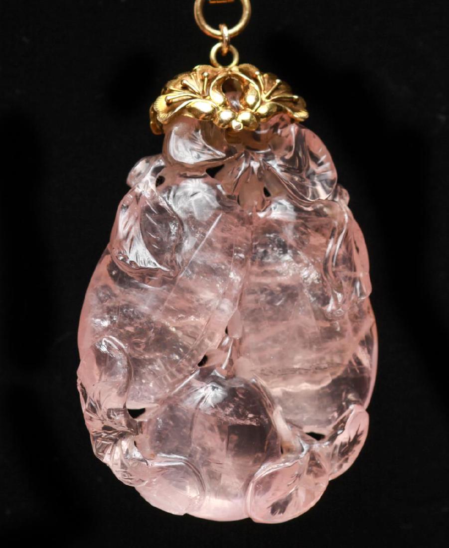 14K Gold Rose Quartz Pendant with Hinged Bail (1 of 7)