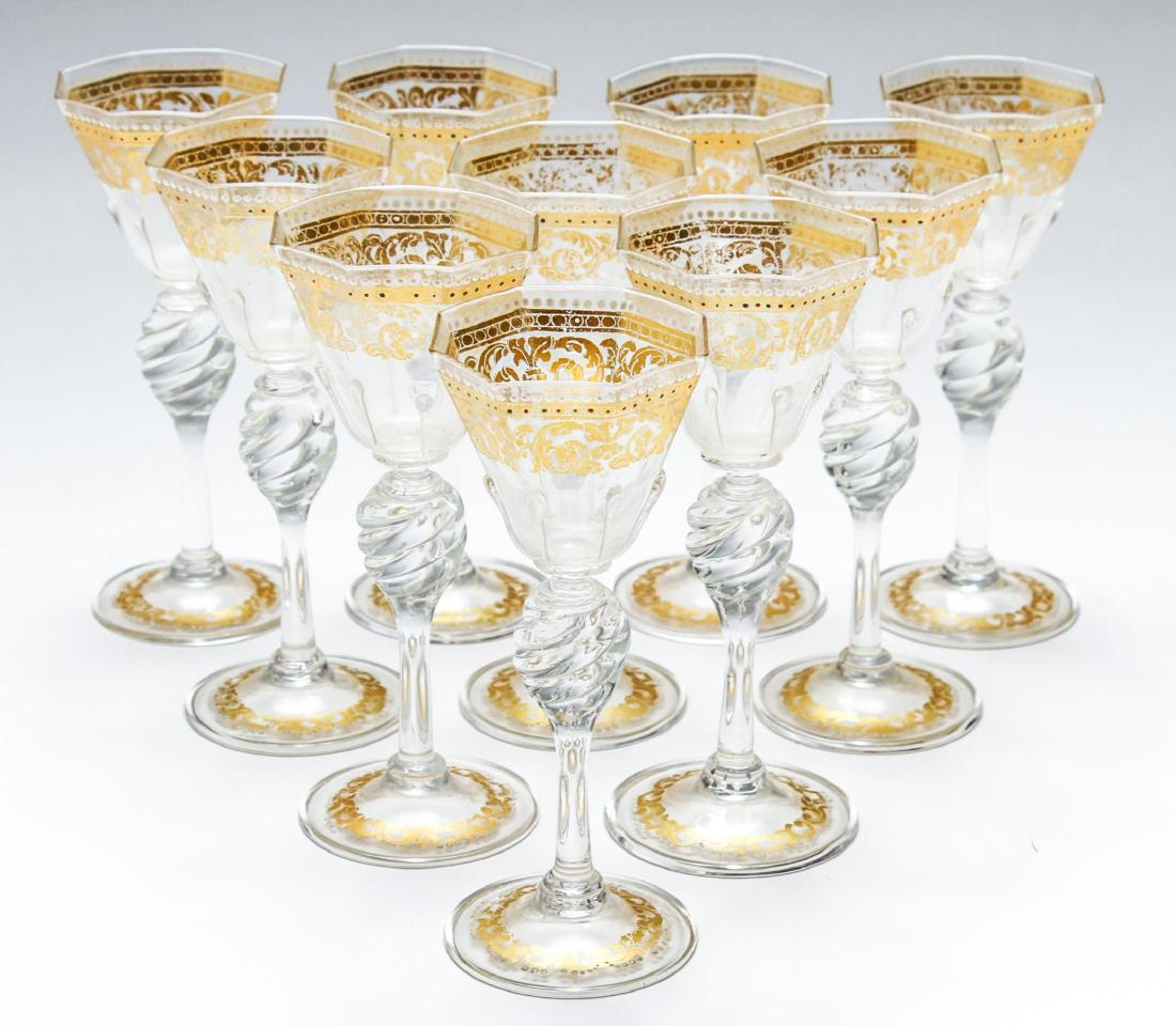 Salviati Murano Venetian Gilt Cordial Glasses, 10 (1 of 6)