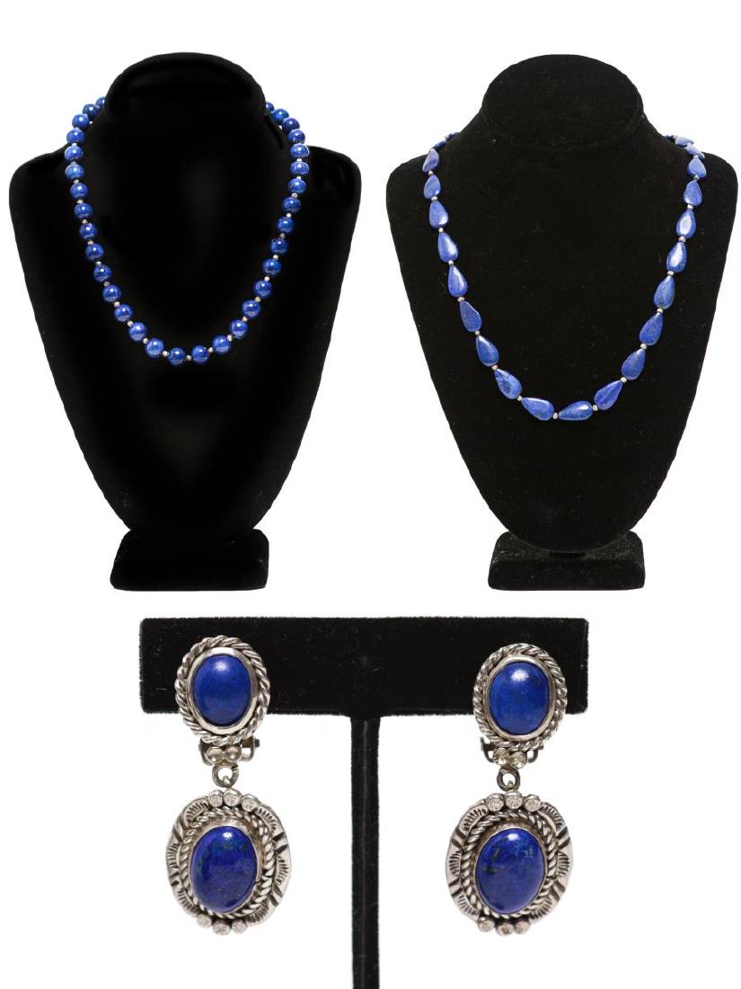Sterling Lapis Lazuli Navajo Earrings, Necklaces 3 (1 of 10)