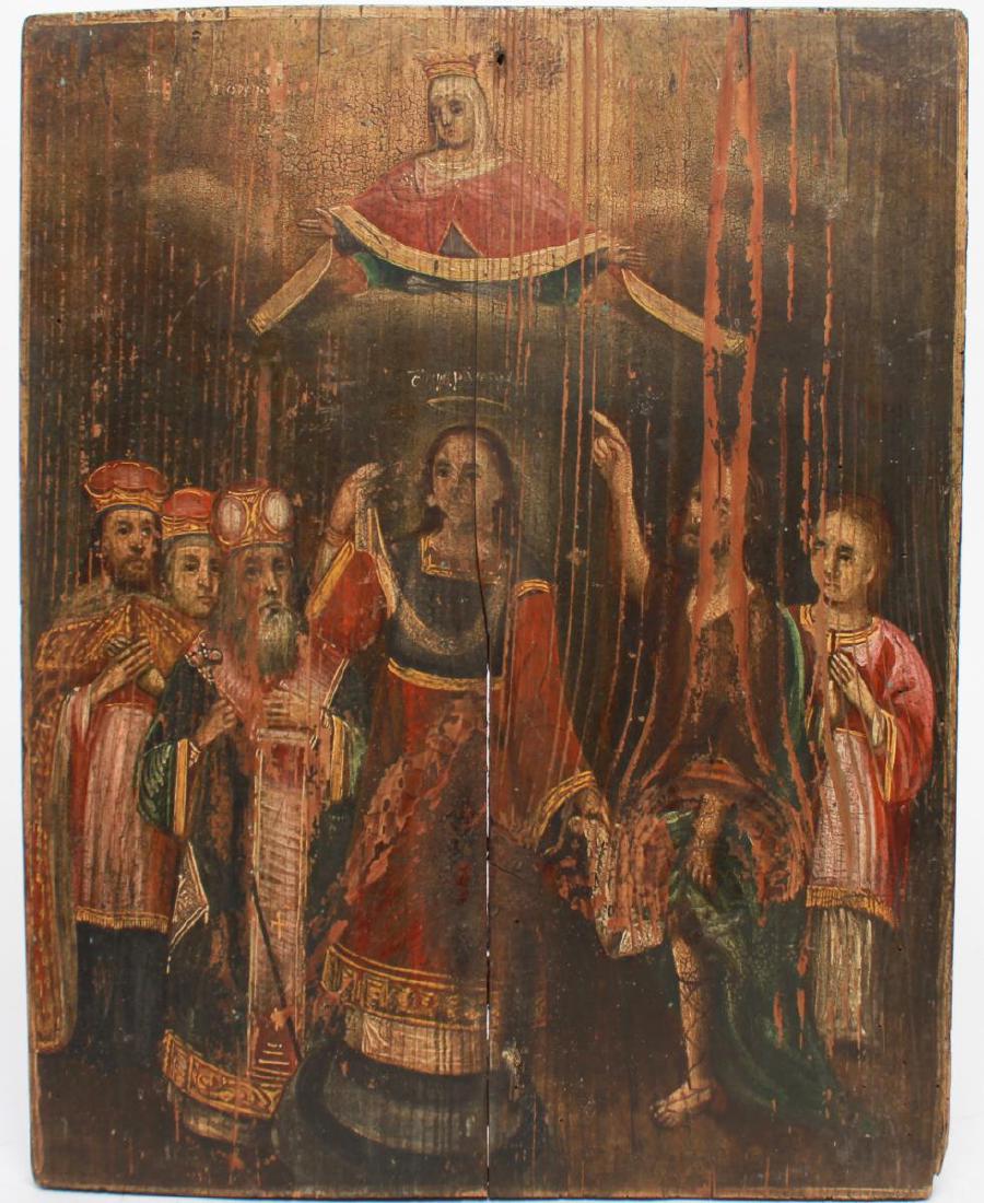 Christian Icon of a Saint, Oil on Wood Panel (1 of 4)