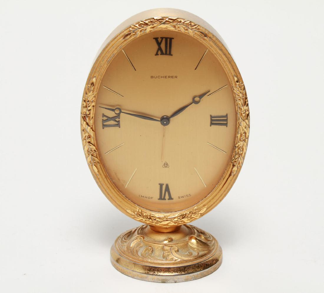 Bucherer Imhof Swiss Gilt Metal Alarm Clock (1 of 8)
