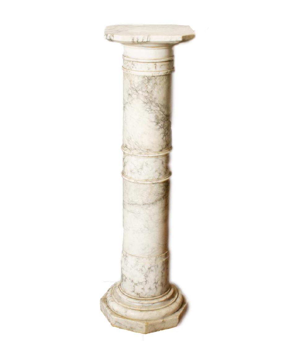 Continental Carved Marble Display Column, Antique (1 of 5)