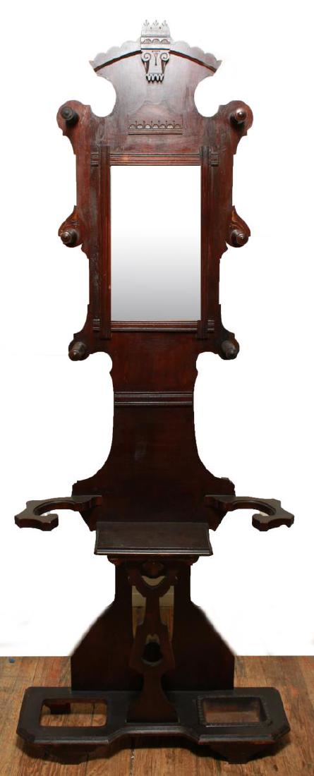 Eastlake Carved Wood & Hall Stand w Mirror (1 of 6)